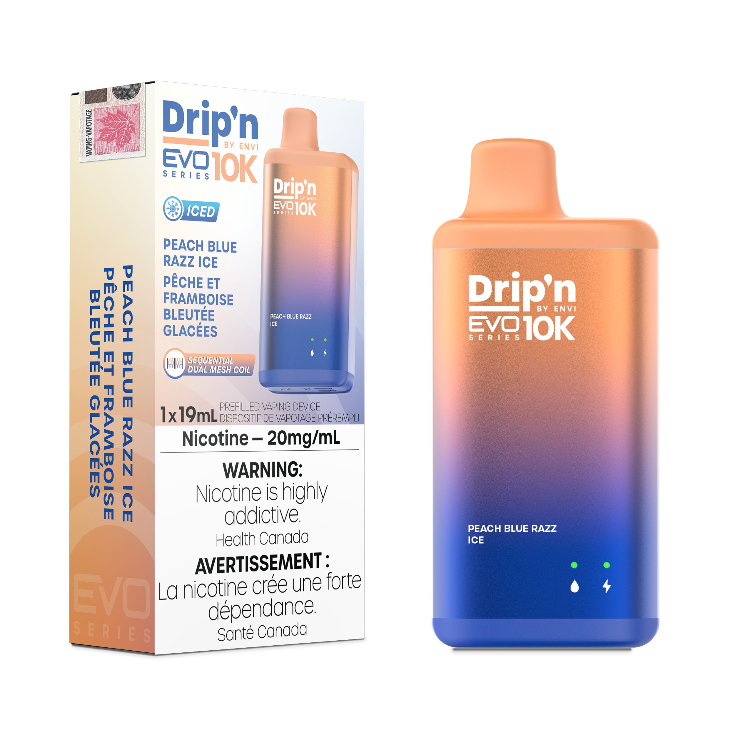 Drip'n by Envi EVO Series 10K Disposable: Peach Blue Razz Ice