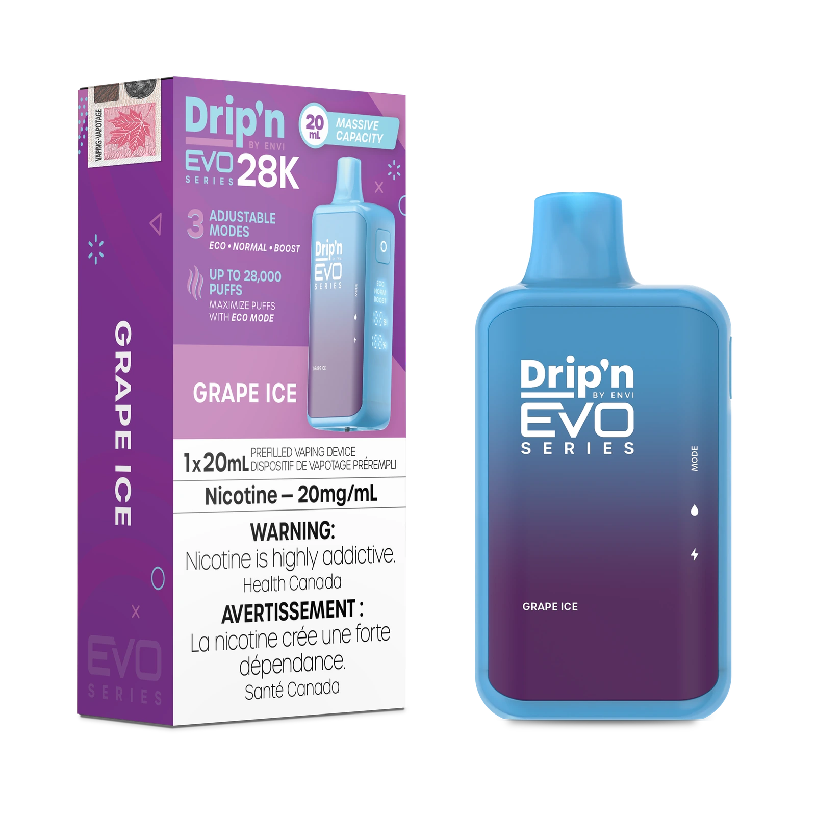 Drip'n by Envi EVO Series 28K Disposable: Grape Ice