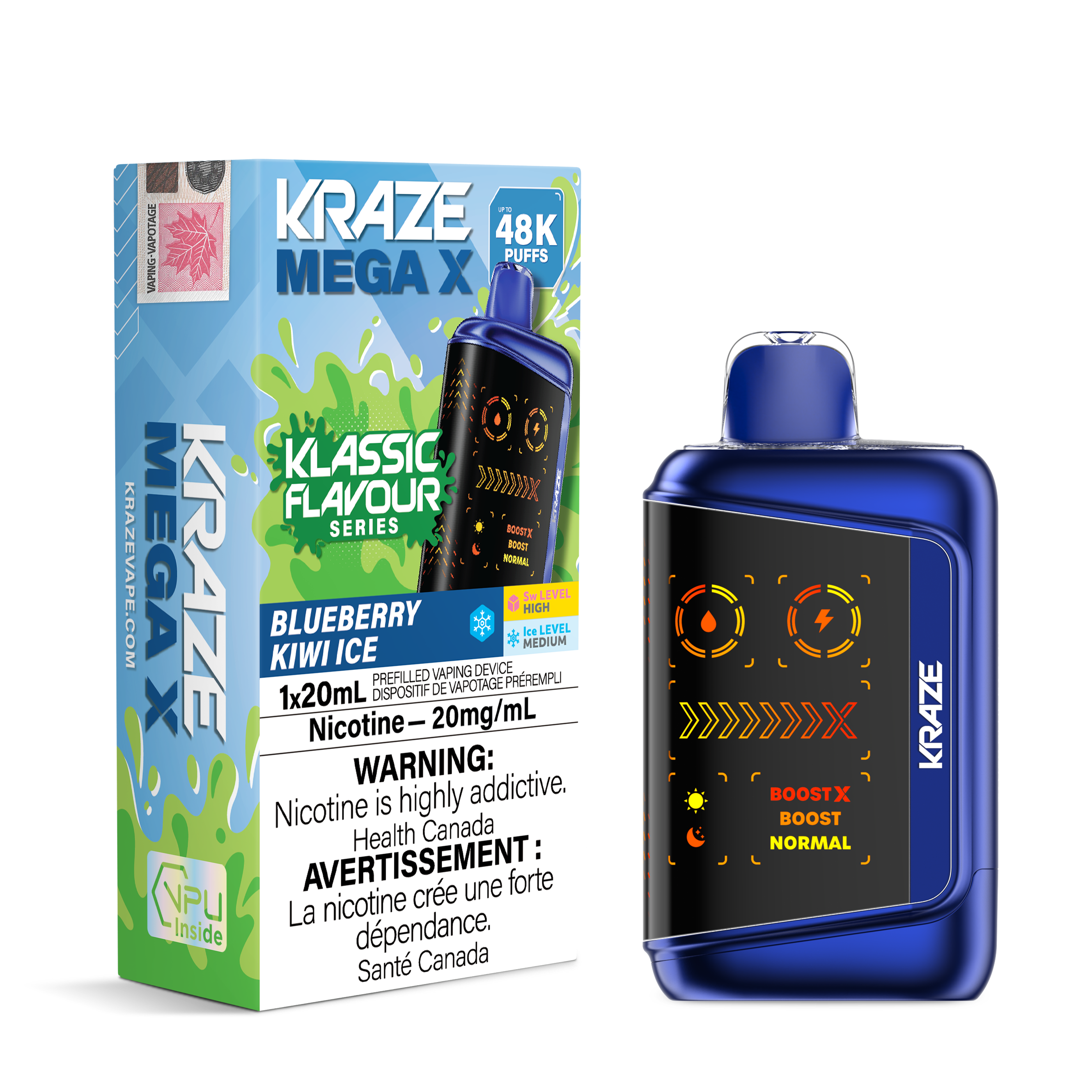 Kraze Mega X Disposable - 48K: Blueberry Kiwi Ice
