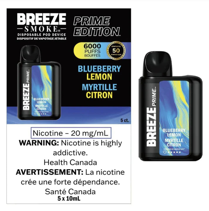 Breeze Prime 6000 Disposable Vape: Blueberry Lemon