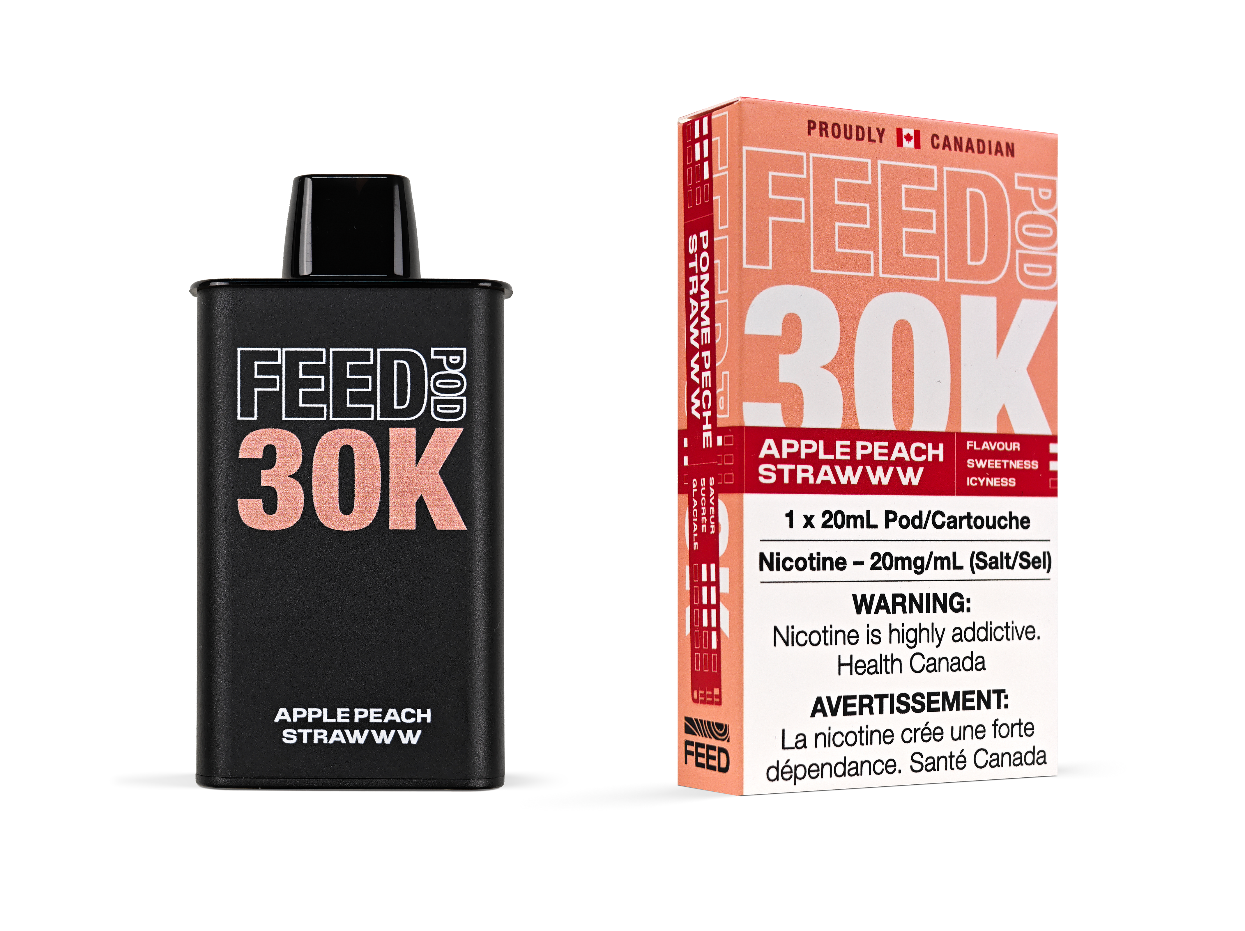 FEED 30K Puffs Pre Filled Pods: Apple Peach Strawww